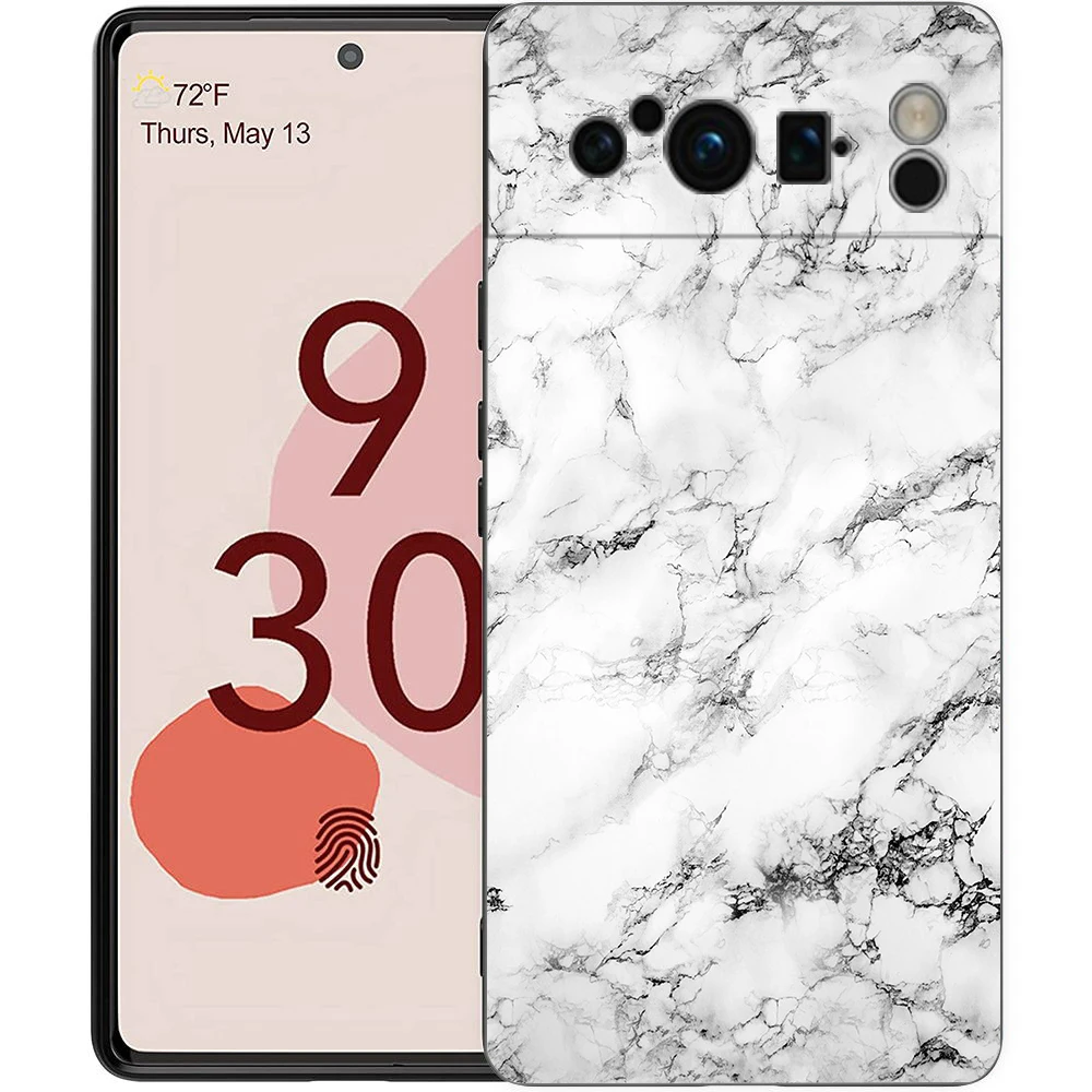 Elegant Marble Design Shockproof Black Silicone Phone Case