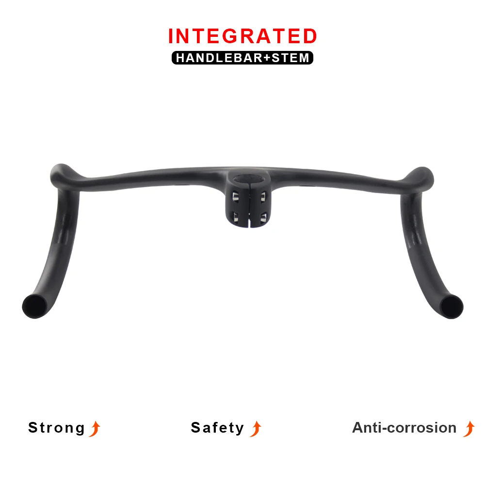 Description Picture 5 of itemNo Logo-Bicycle, Carbon Handlebar, Integrated Handlebar Stem, 1-1/8"(28.6mm), Road Bike, Handle Bar, Full Internal, 400/420/440