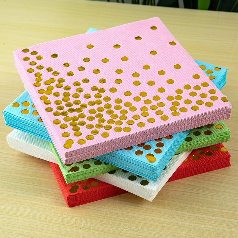 Gold Printed Paper Napkin Dinner Disposable Napkin Picnic Cocktail Birthday Party Supplies Wedding Decoration Party 20PC