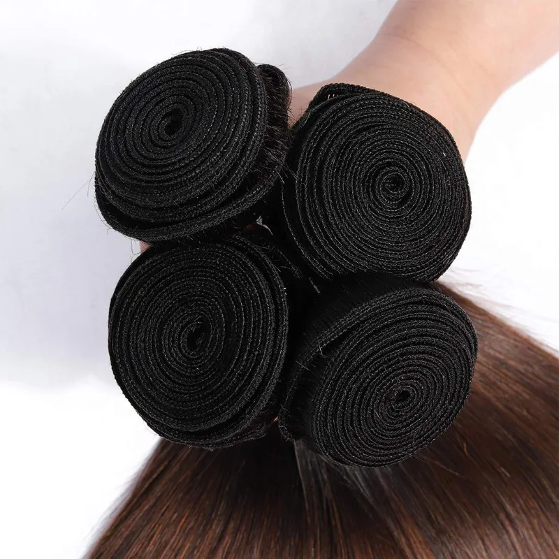 Ombre Brazilian Virgin Human Hair Bundle 12-26Inch Straight Weave Double Weft Extension Hair Bundle 100g/PC T1B/4/27