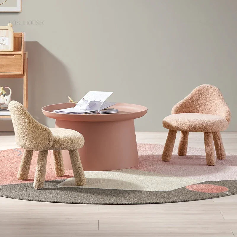 Fabric Home Furniture Living Room Children's Chairs Kids Nursery Kindergarten Backrest Chair for Small Apartment Study Low Stool