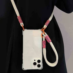 Transparent Soft Cover with Crossbody Necklace and Bracelet Chain Lanyard - iPhone 14 (White)