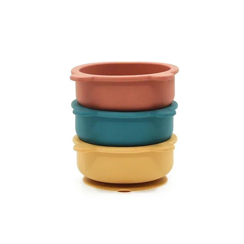 Baby Silicone Feeding Bowl with Suction Cups Children's Waterproof Suction Tableware Bowl Kids Bear Shape Silicone Bowl BPA Free 5