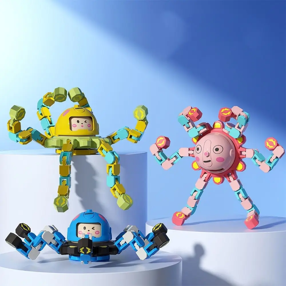 Plastics Mechanical Luminous Gyroscope Octopus Robot No Resistance Fingertip Versatile Chain Manual Interesting