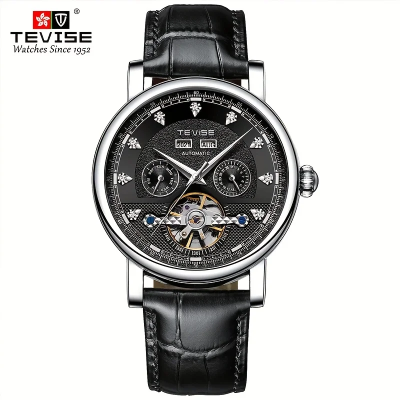 TEVISE Noctilucent Hot Style Calendar Business Watch Machinery Men's Wristwatch Automatic Mechanical Waterproof Watch
