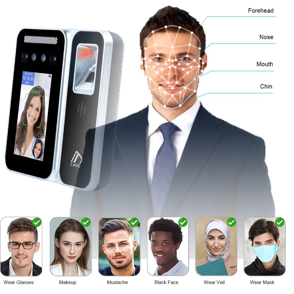 시간 기록 내장 배터리 생체 인식 얼굴 인식 시간 출석 기계