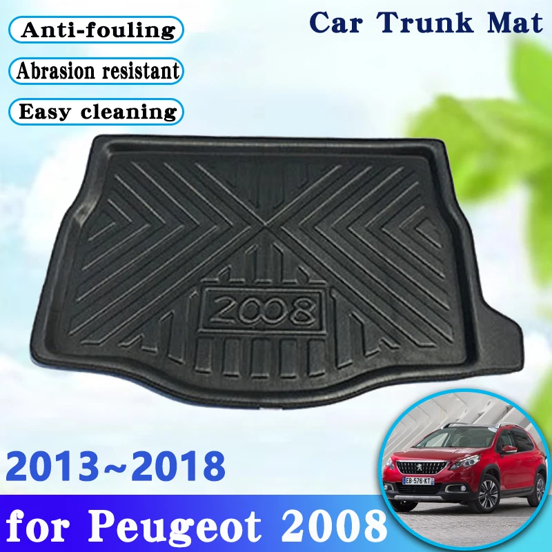 

Car Rear Trunk Floor Mat For Peugeot 2008 2018 Accesories 2013~2017 P24 Waterproof Rear Boot Cargo Trunk Tray Carpet Storage Pad