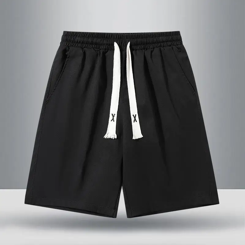 

Men's Shorts Summer Trendy Thin Solid Color Cropped Pants Beach Korean Style Casual Loose Five Cents Trouser