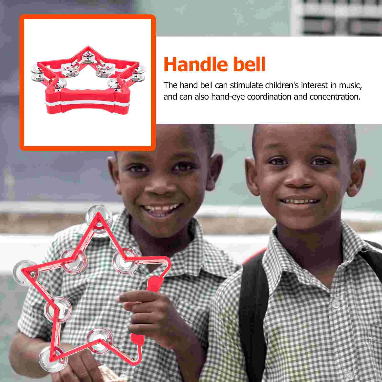Orff Tambourine Double Row Hand Rattle Star Shape Jingles Karaoke Performance Party Free Style Dance Kids Adult