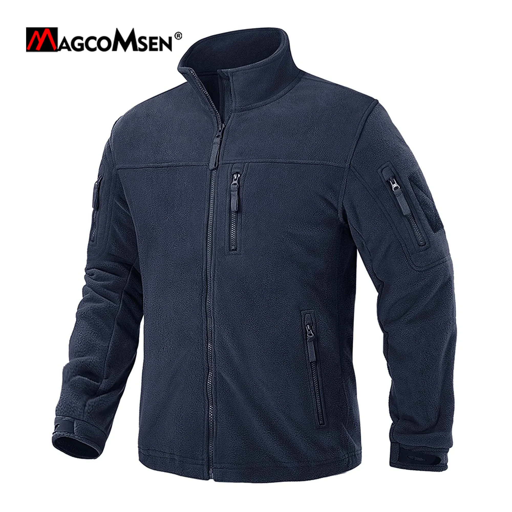 

MAGCOMSEN Winter Men's Fleece Jacket Windproof Outerwear Full Zip Stand Collar Warm Hiking Work Travel Jacket