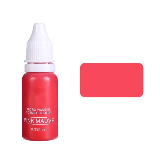 15ml Tattoo Ink Set Permanent Makeup Eyebrow Lips Eye Line Tattoo Color Microblading Pigment for Body Beauty Tattoo Art Supplies Pink Mauve