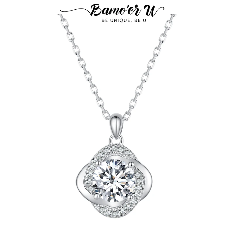 925 Sterling Silver Neck Chain Bamoer Sterling Silver Pendant 1ct