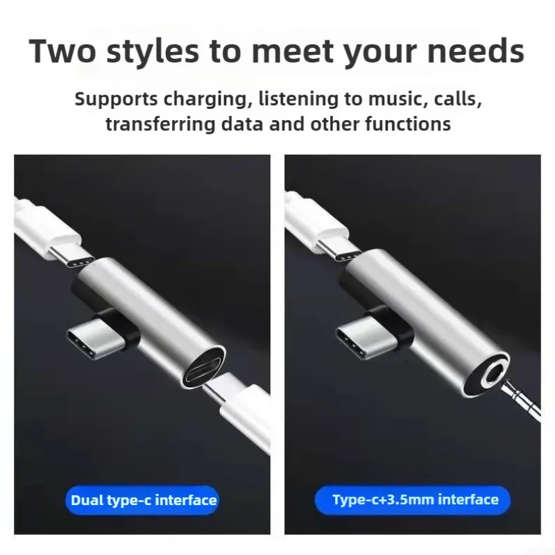 2 in1 Type C 어댑터 3.5mm 헤드폰 잭 동시 충전 및 듣기 듀얼 포트 디자인 범용 전화 노트북 호환