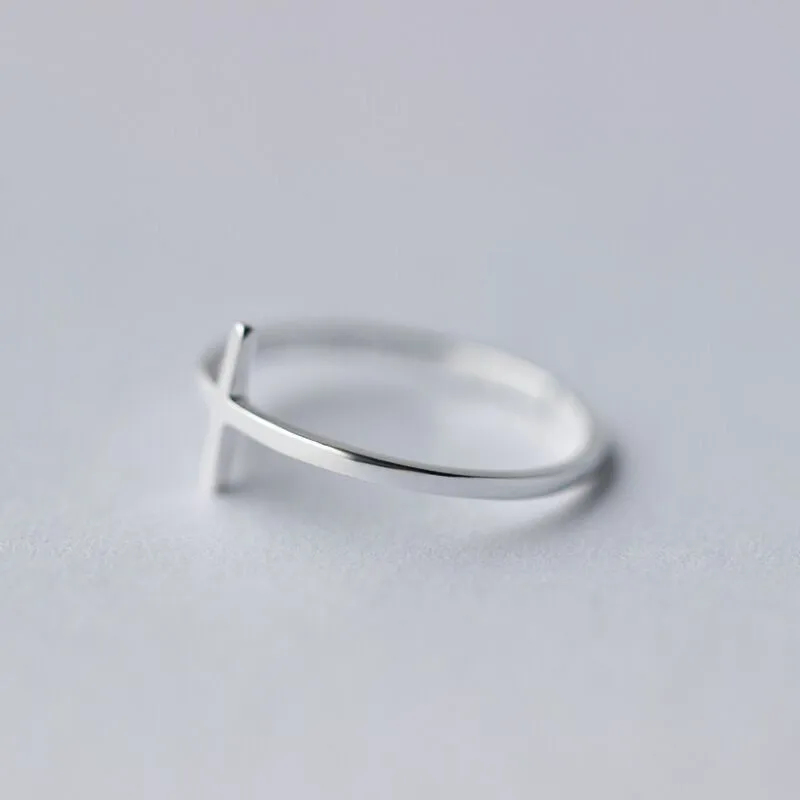 Silver Cross Ring 925 Sterling Silver Open Rings for Women Girl