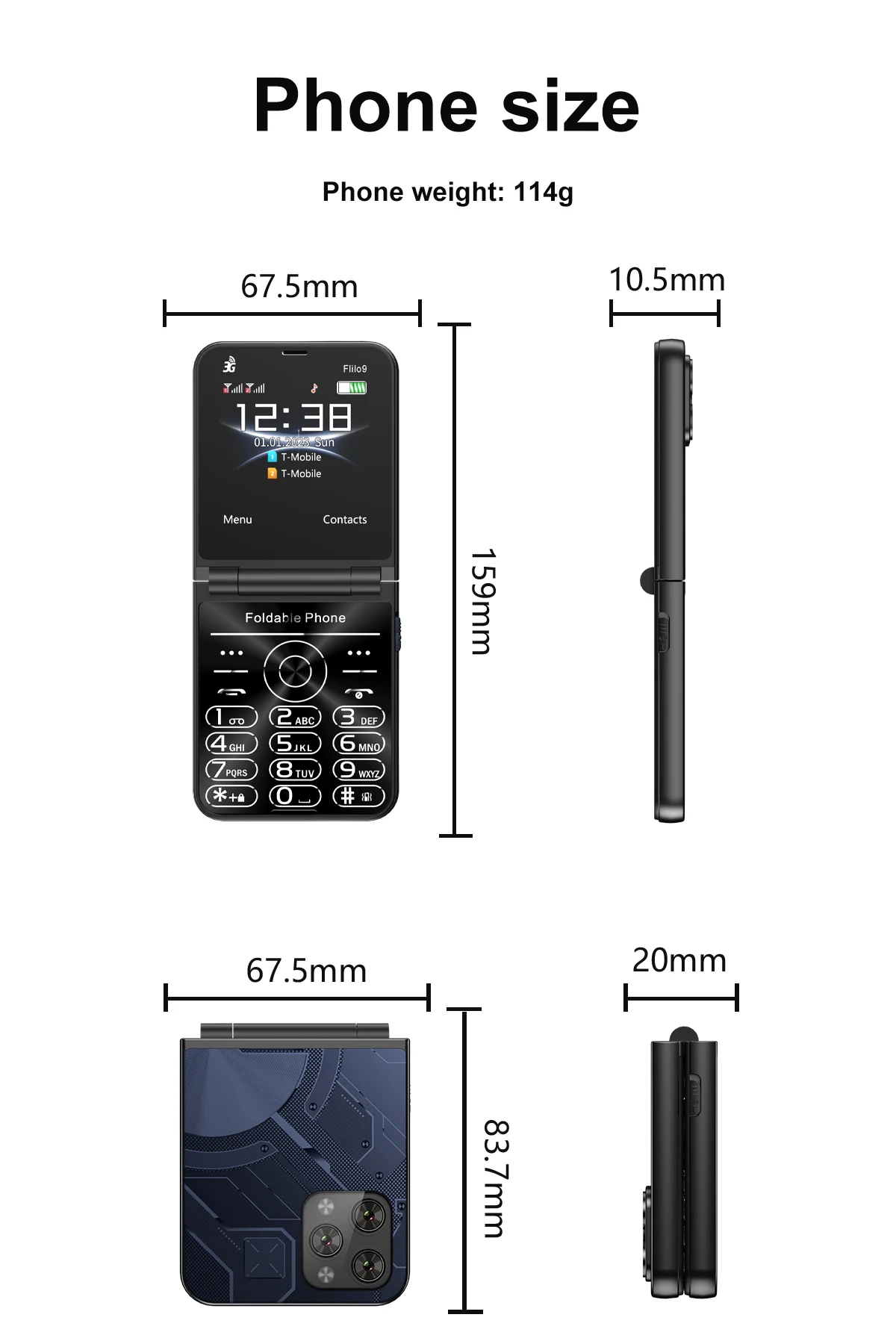 SERVO Flilo9 3G WCDMA Flip Mobile Phone Speed Dial Call Recording Blacklist FM Radio Button Flip Cellular Phone Dual SIM Standby