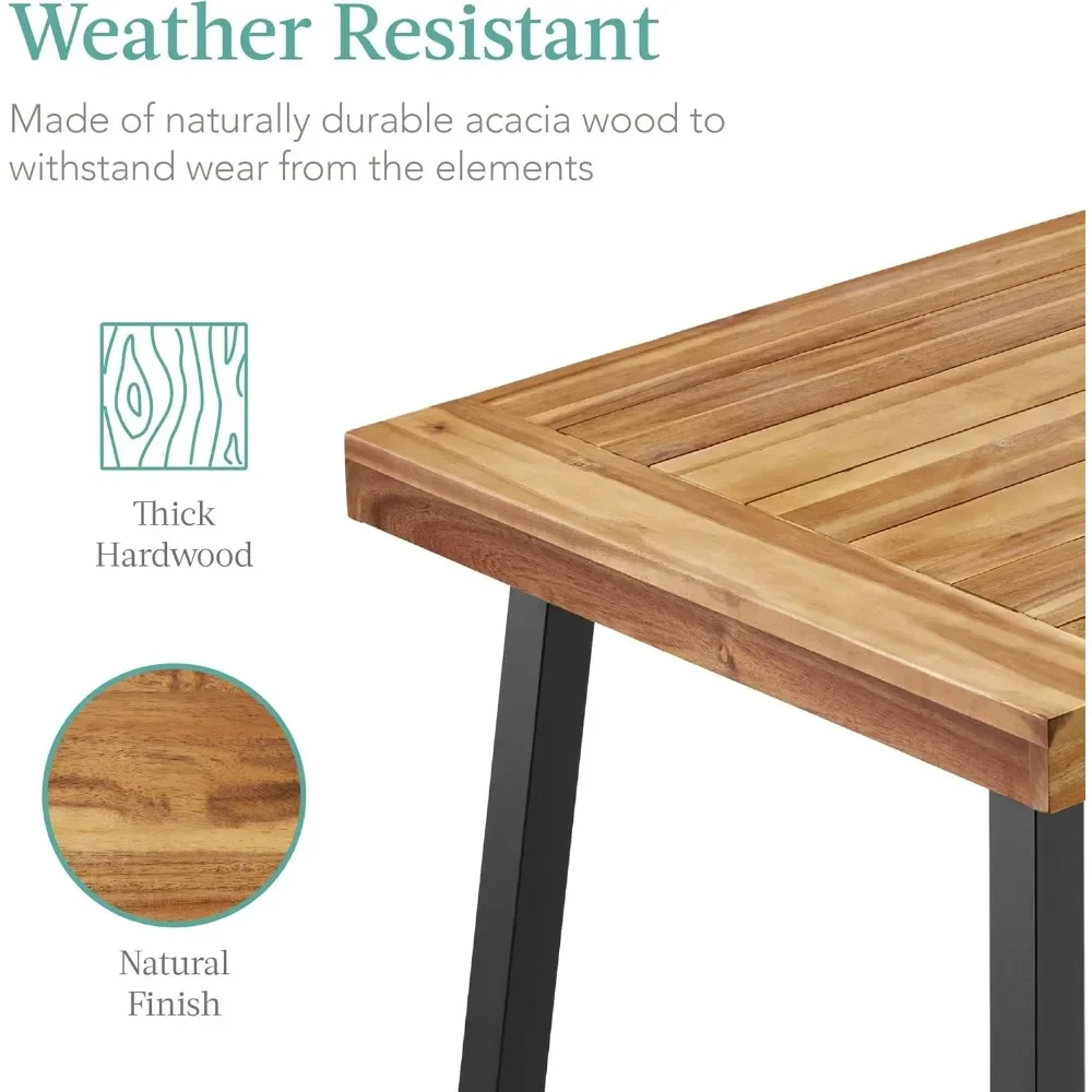 Dining Table Best Choice Products 6-Person Indoor Outdoor Acacia Wood , Picnic Table w/Powder-Coated Steel, 4
