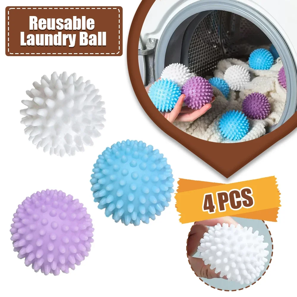 PVC Drying Ball 4Pcs Reusable Laundry Ball Washing Machine Drying Clothes Softener Household Clothes Cleaning Accessories