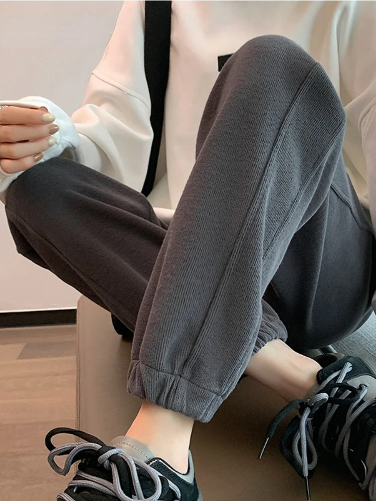 

Spring Winter Women Casual Sports Pants Korean Fashion Fleece Warm Sweatpants Baggy Thick Joggers Trousers Pants Women Clothes