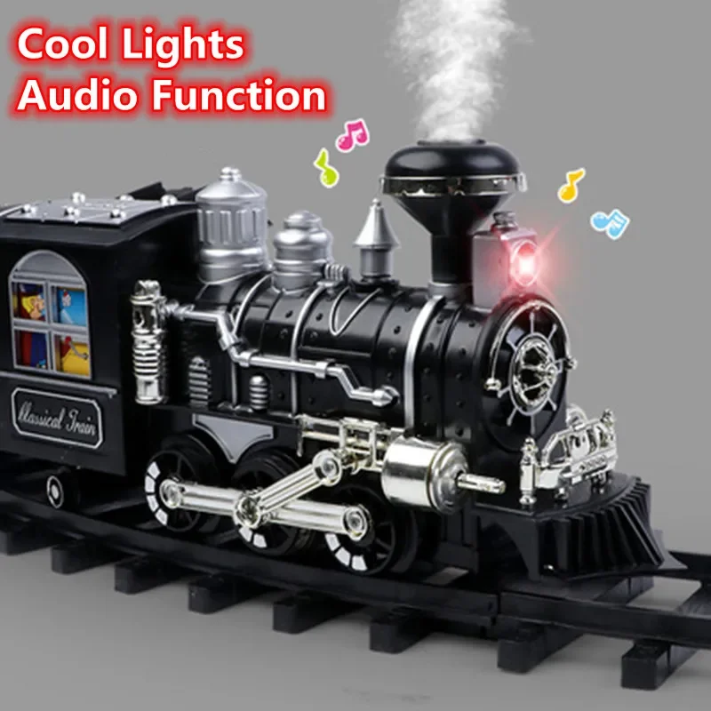 206CM Super Track Remote Control Train Add Water Smoke Light Music Puzzle Teaching Parent-Child Interaction DIY Assembly RC Toy