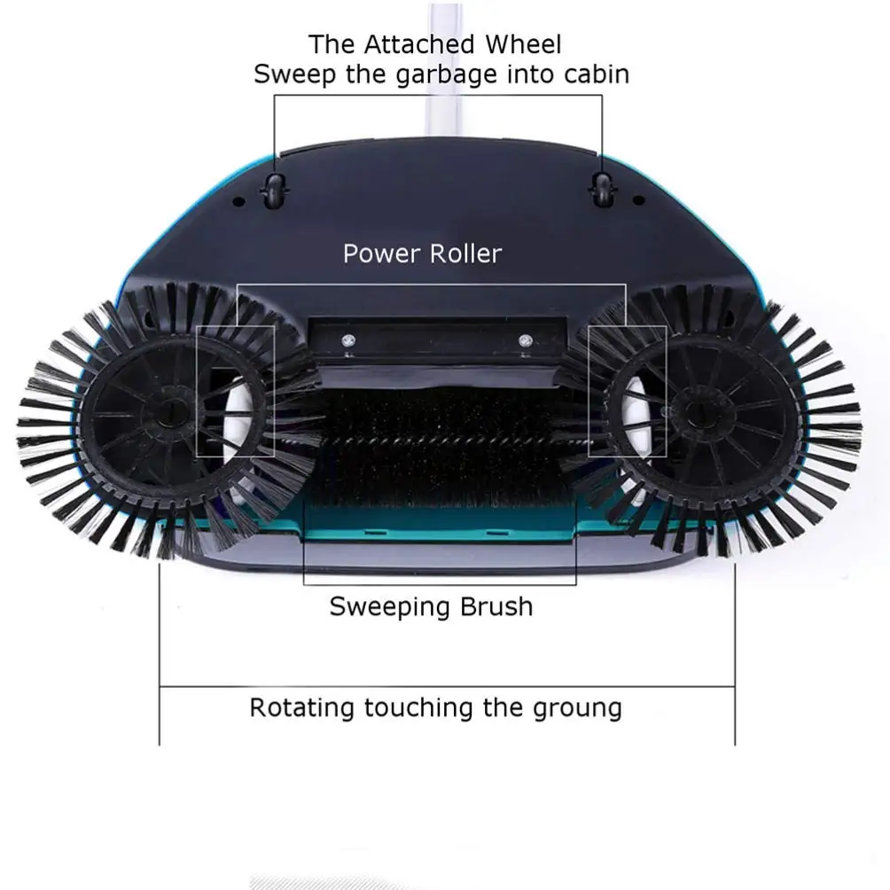 Hand Sweeping Machine Household Without Electricity 360 Degree Rotating Automatic Cleaning Push Sweeper Broom Dustpan hand sweeping machine