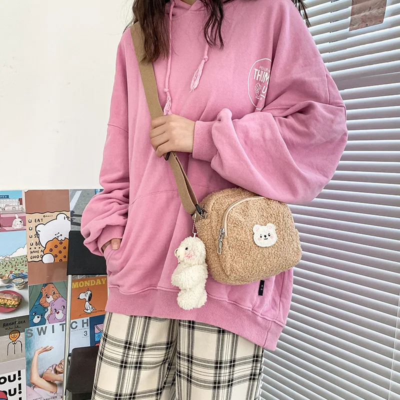 

2023 Cute Plush Bag Women's Shoulder Crossbody Bag Small Fashion Girls Fluffy Messenger Bag Winter Female Bag Designer Handbags