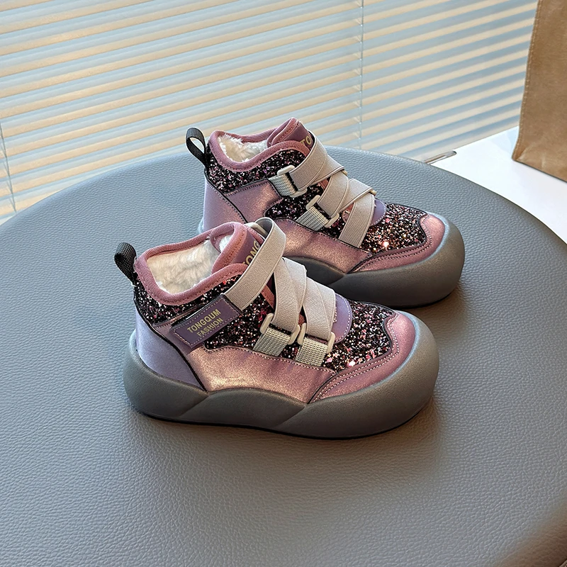 Girls Winter Snow Boots Soft Sole Breathable Plush Lining Shoes