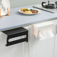 1pcs Kitchen tissue holder, no punching iron paper holder, household napkin hanger, cabinet, drawer, wall mounted 1
