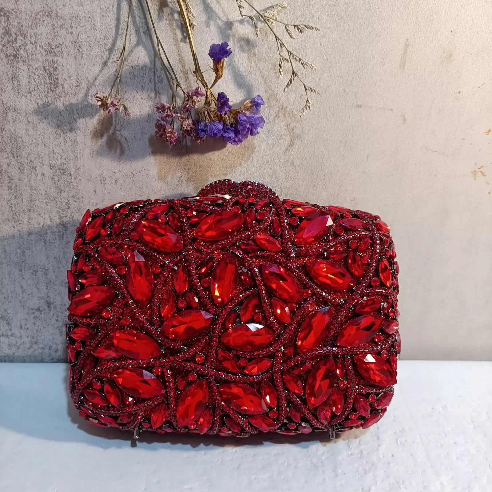 

Red Wine Stones Women Crystal Clutch Bag Lady Evening Bags Party Cocktail Rhinestone Clutches Bags Handbags Wedding Purse Red