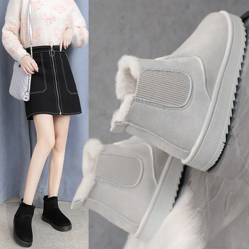New Women Boots Thickening Plus Velvet Winter Fashion Warm Short Boots Cotton Shoes Women'S Snow Winter