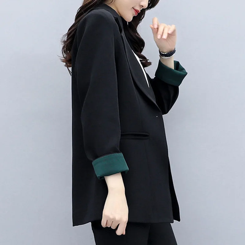 Elegant Solid Color Button Spliced Pockets All-match Blazer Women Clothing 2023 Autumn New Casual Tops Loose Office Lady Blazers