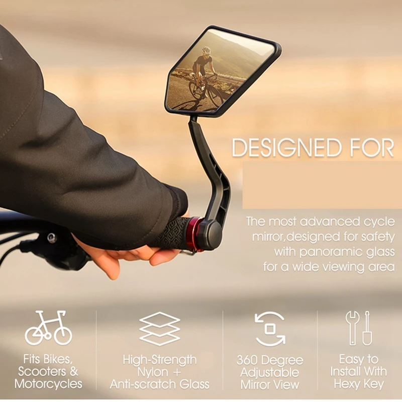 WEST BIKING Bike Rear View Mirror Reflector Adjustable Rotatable Handlebar Mirror Rearview Electric Scooter Bicycle Accessories
