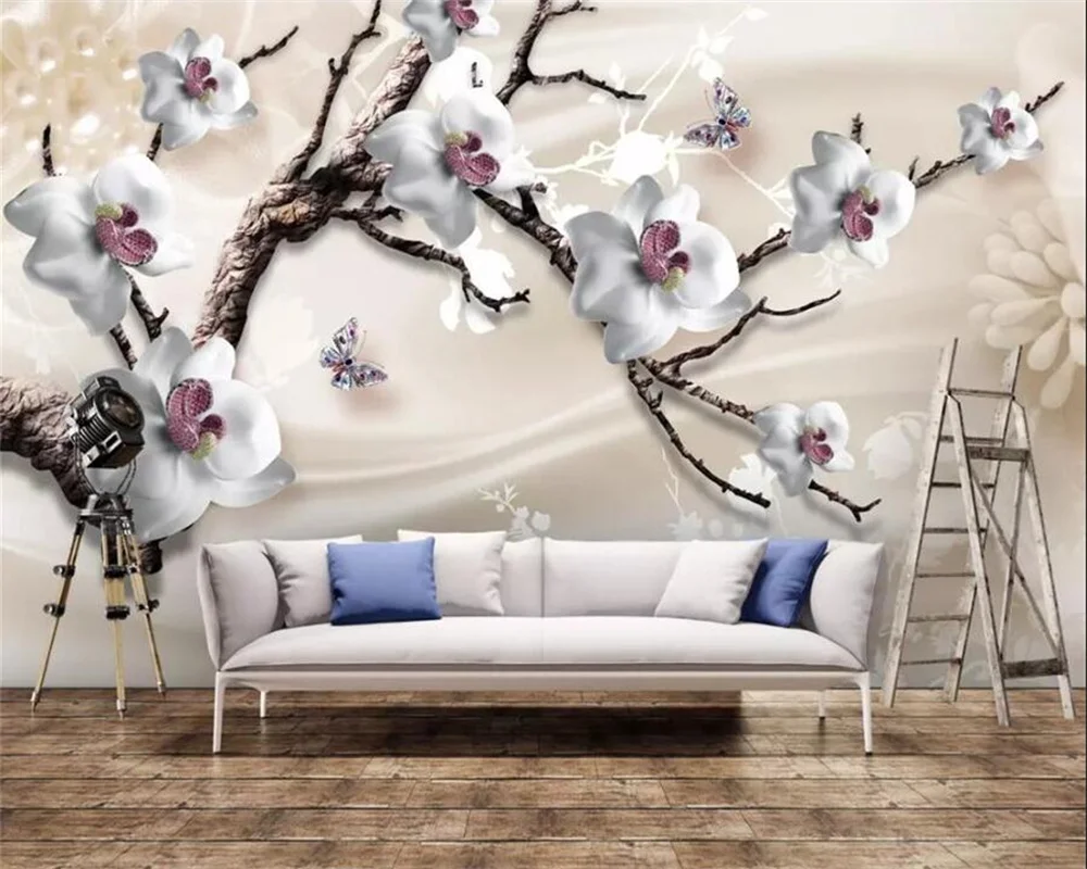 

Beibehang papel de parede Custom wallpaper 3D mural luxury jewelry flowers TV backdrop jasmine papel de parede wallpaper behang
