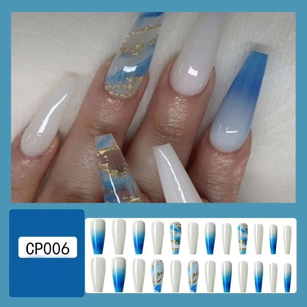 24pcs Long Ballerina French White Edge Press-On Nails