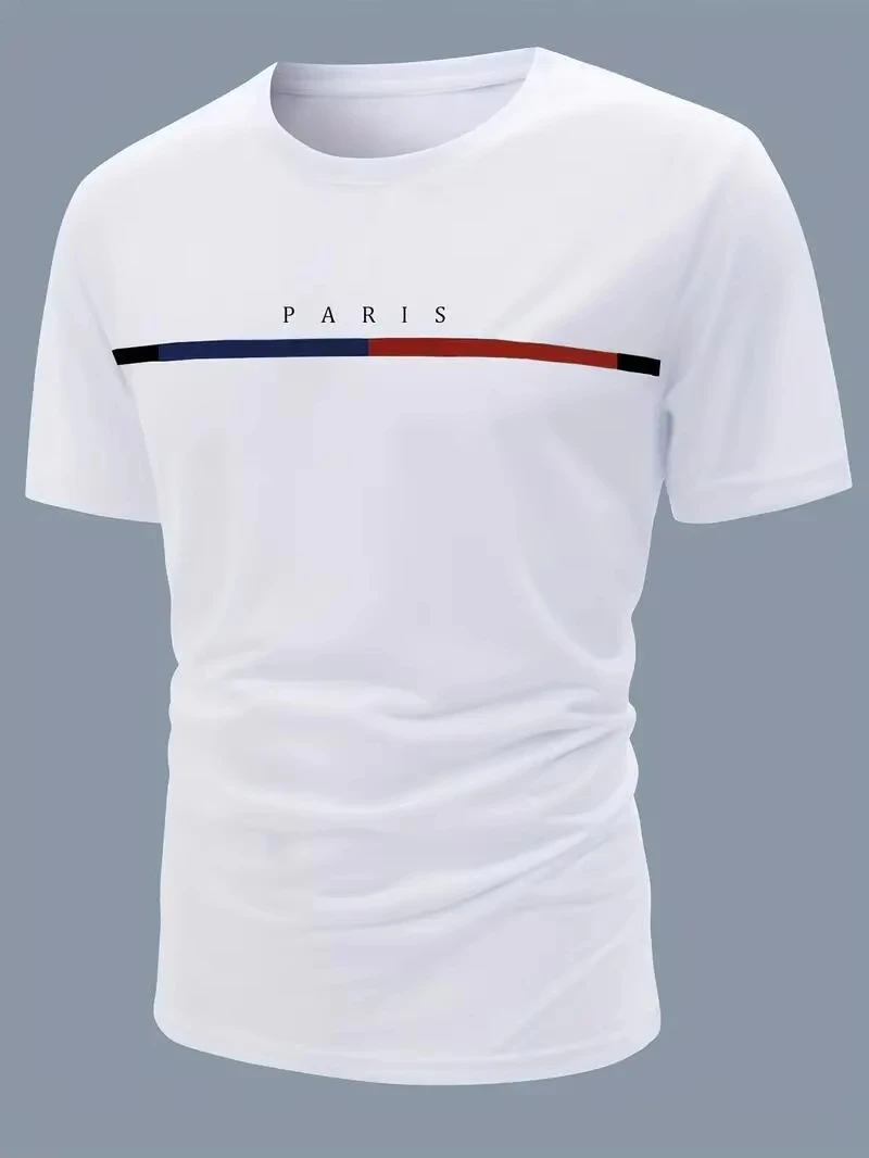 Men T-shirt Paris Theme Pattern Print Men's Comfortable T-shirt Pattern T-shirt Men's Summer Wear Men's Clothing