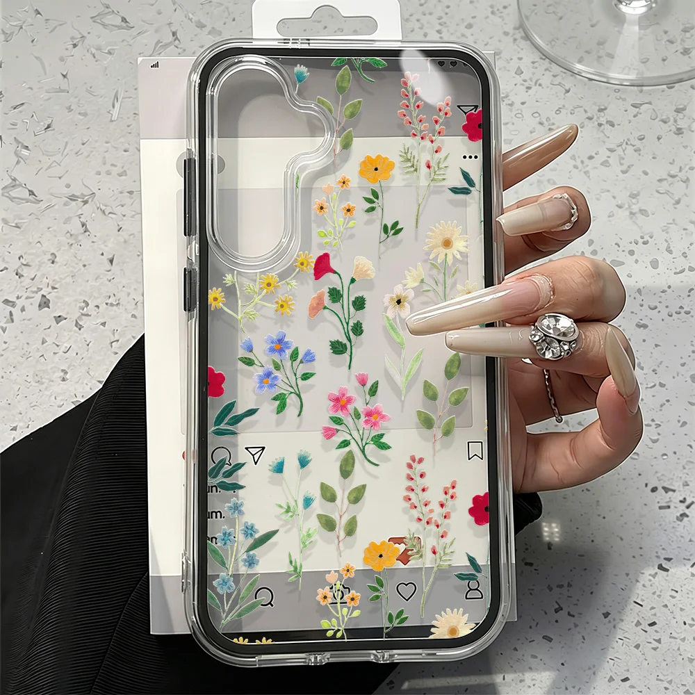 Pink Floral Transparent Phone Case Cover