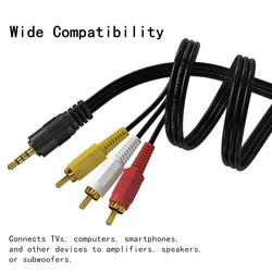 Gold - Plated 3.5mm to 3 RCA AV Cable for Audio Video Connection, Multiple Lengths Available