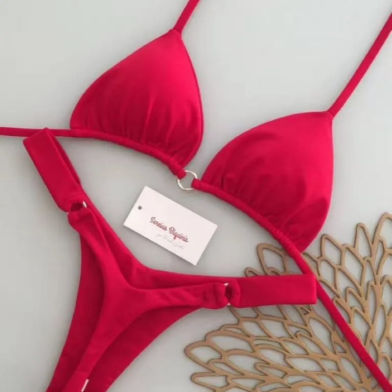 padded deep V bikini top detail