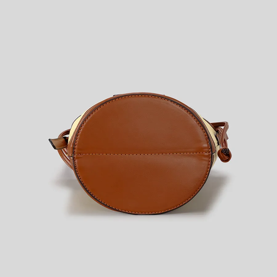 Casual Straw Woven Beach Bucket Bags For Women Luxury Designer Handbags Purses 2025 New In Papyrus Weaving Handle Small Shoulder