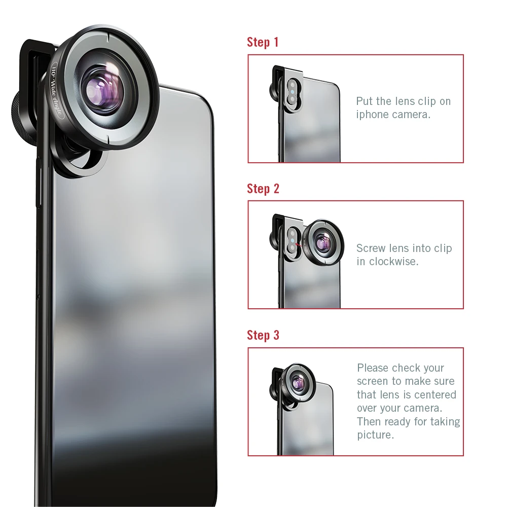 APEXEL Lens Phone Clip Universal Metal Plastic 17mm Thread Clip for iPhone Xiaomi Samsung Huawei and Other Smartphones 5