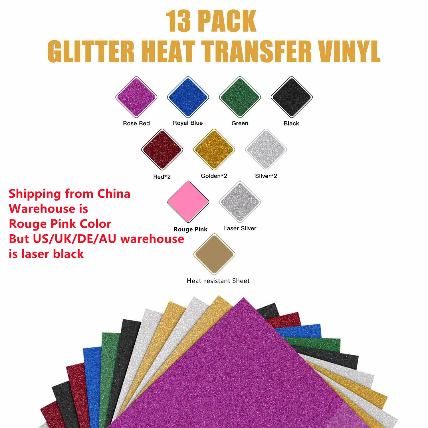 HTVRONT 47pcs 30cm*25cm PU Heat Transfer Vinyl Sheets Multi-color