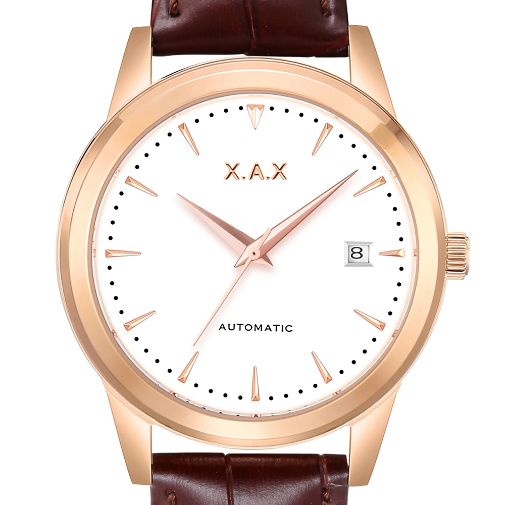 

Mechanical Wriswatch Men Self-wind Machine No Need Battery Genuine Leather Strap Automatic Clock