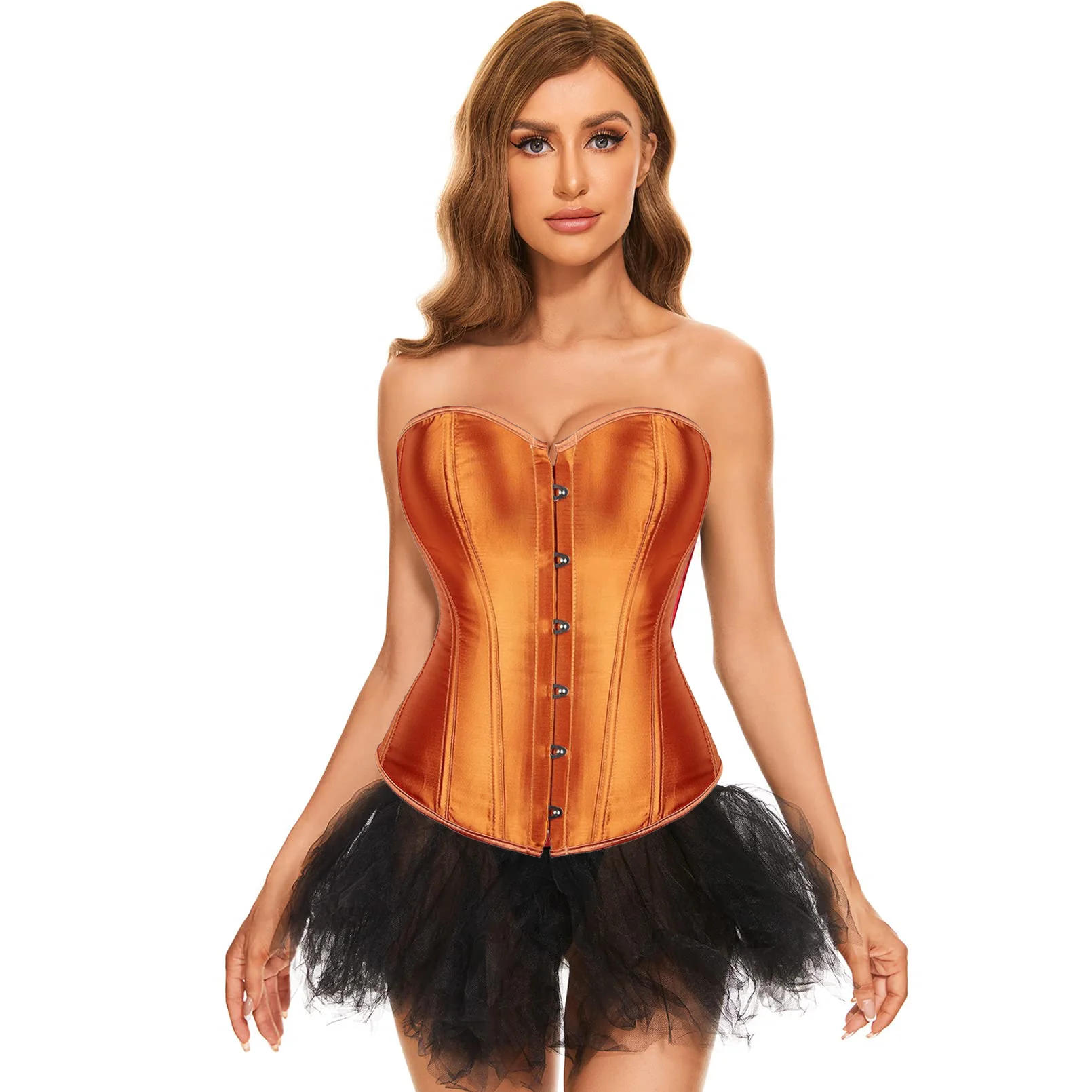 Corset Bustier Top For Women Satin Lace Up