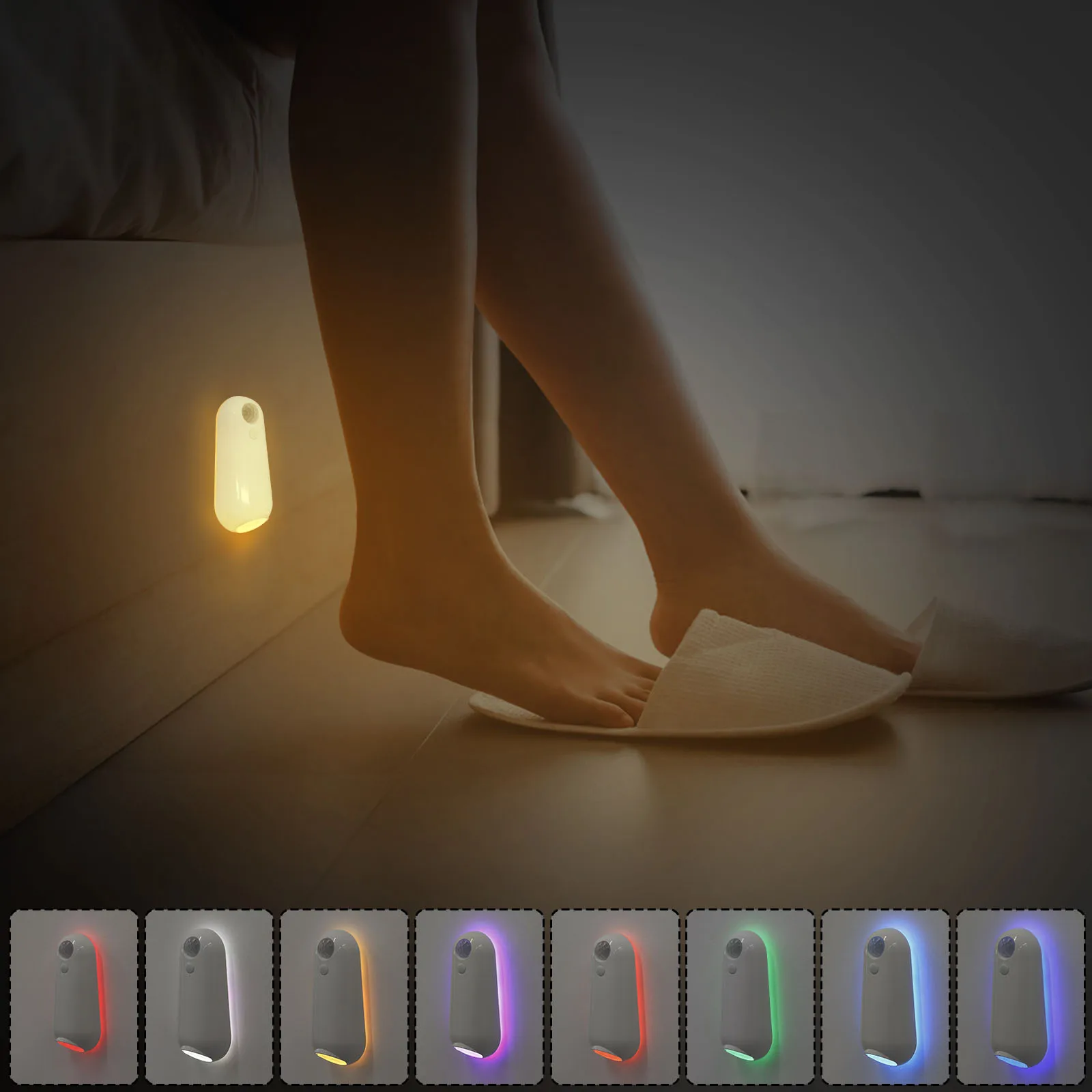 8 Color Changing Toilet Bowl Light USB Rechargeable Motion Sensor Night light for Bed Feet Cabinet 
Home Decor Toilet Light
