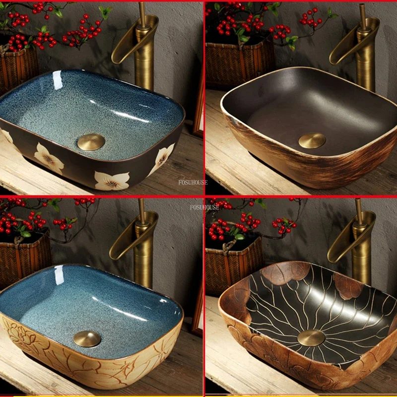 Ceramic Bathroom Sinks Oval Countertop Basin Home Bathroom Amenities Washbasin Small Art Single Basin Bathroom Washbasin N