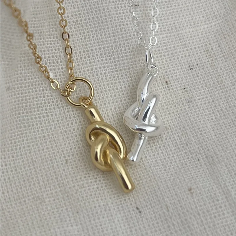 

S'STEEL Authentic 925 Silver Knot Pendant Minimalist Necklaces Women's Aesthetic Gothic Statement Necklace Acessorios Jewelery