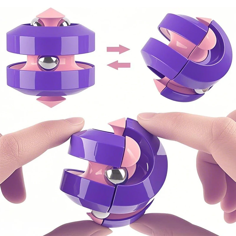 Unique Orbit Ball Fidget Spinning Toy Novelty Beads Track Infinity Cube Creative Anxiety ADHD Stress Relief Gifts Kids Adults