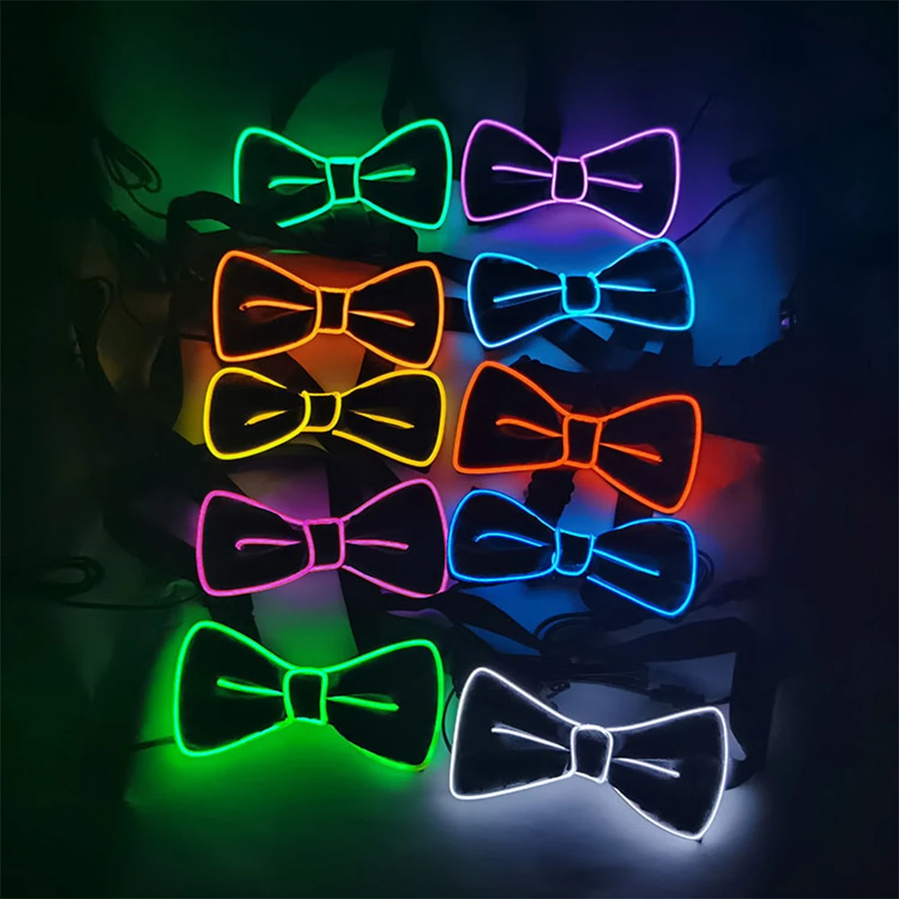 

Led Light Up Bow Tie Neon Necktie Masquerade Halloween Party Luminous Glow In The Dark Birthday Wedding Cosplay Costume Supplies