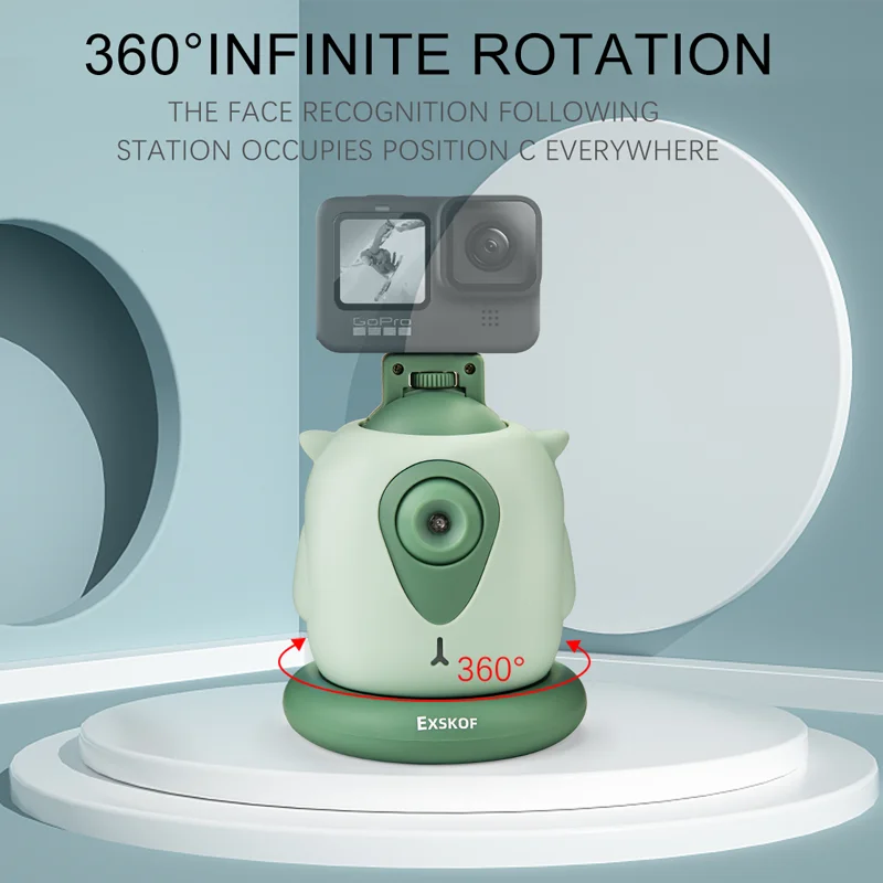 Smart Shooting Gimbal Selfie 360° Rotation Auto Face Tracking Holder Base For GoPro Hero 12 11 10 9 8 7 DJI Osmo Action 4 Phone
