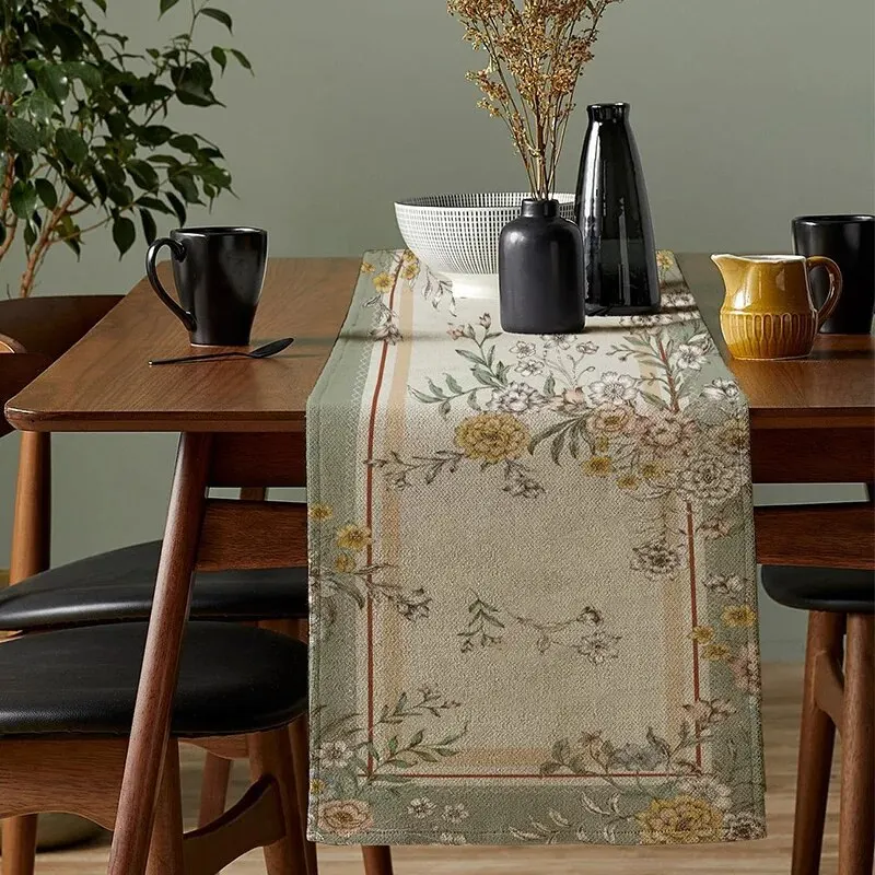 Floral Mandala Boho Polyester Table Runner - Cottagecore Dining Room Decor
