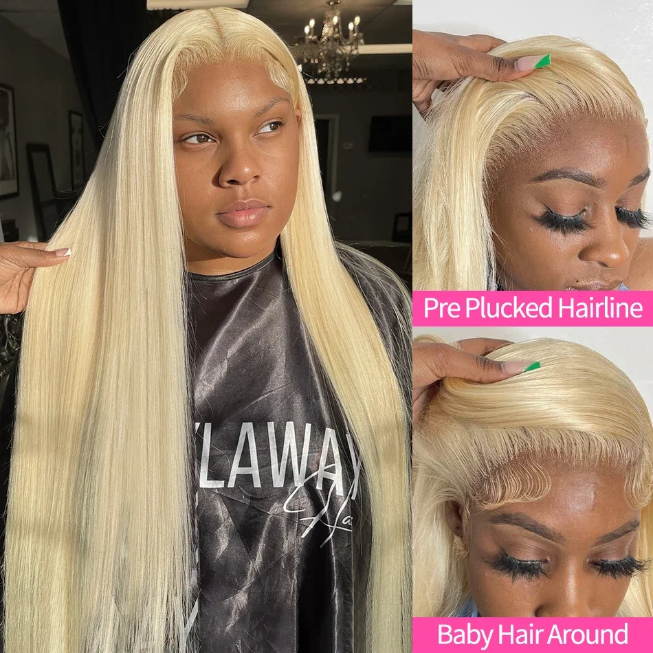 Brazilian 30 Inch Bone Straight 613 Honey Blonde 13x4 Lace Front Human Hair Wigs HD Transparent Lace Frontal Wig For Black Women